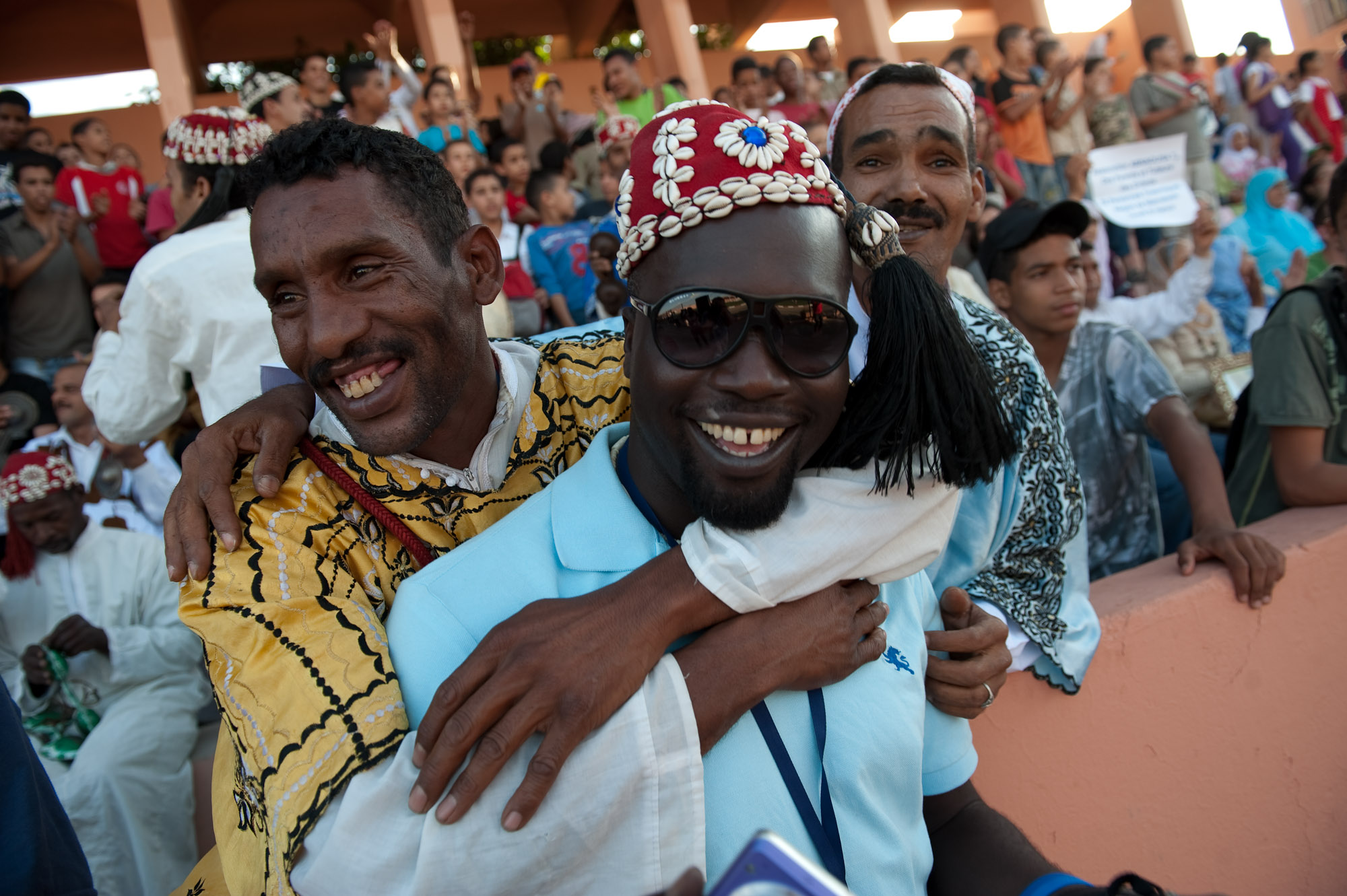 SO Athlete Kester Edwards and a Moroccan fan